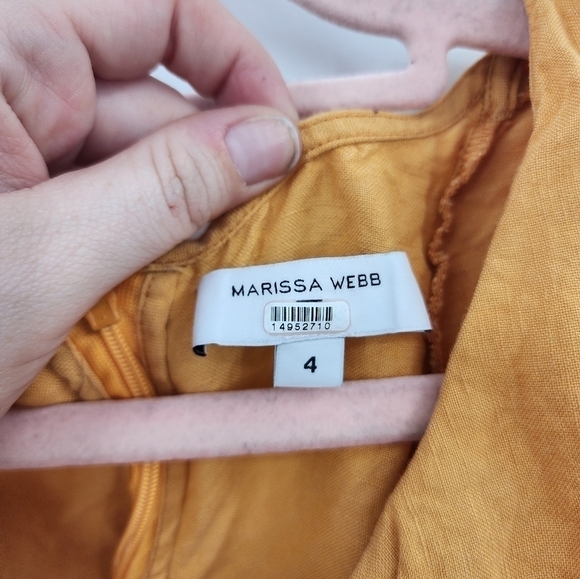 Marissa Webb RTR Golden Orange Linen Blend Ditsy Ruffle Top Women 4 MSRP:$210 - Picture 6 of 11